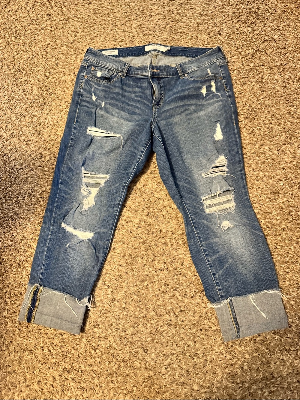 torrid Distressed Medium Blue Cropped Jeans